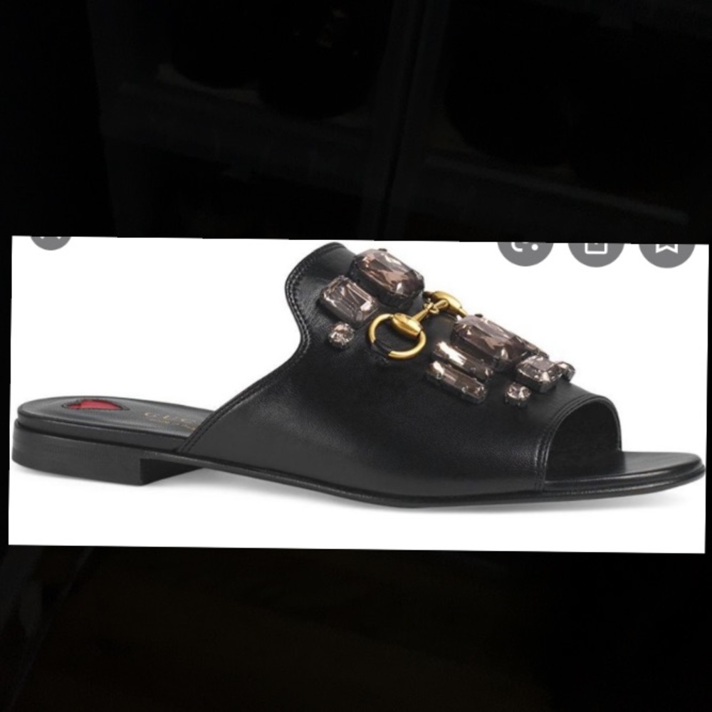 Authentic Gucci Julie Embellished Slide Sandals